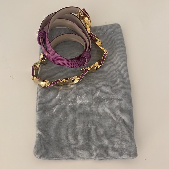 Judith Leiber purple adjustable belt with gold buckle